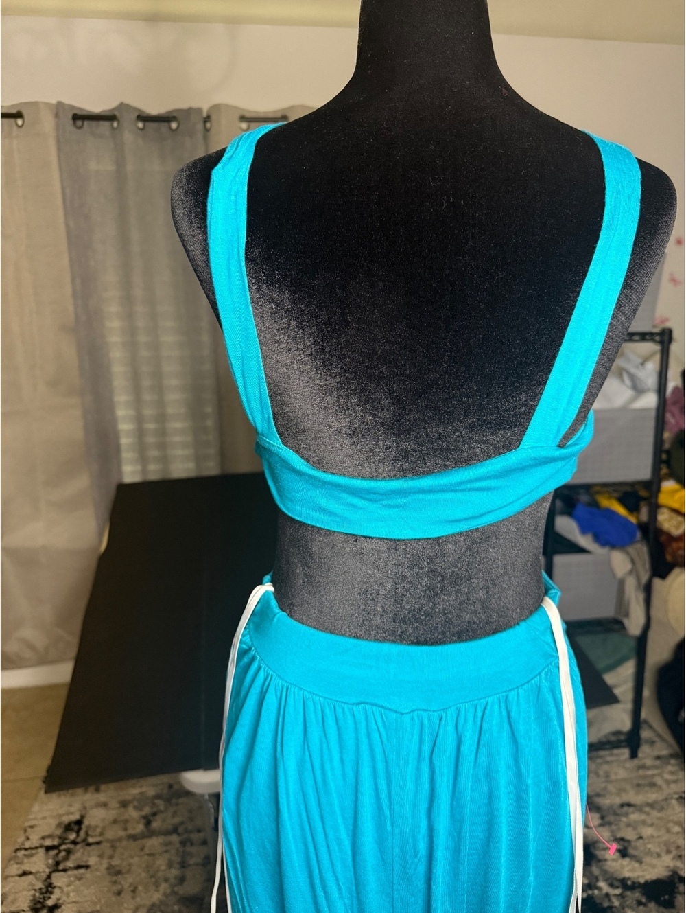 Bebe Turquoise Sleeveless Dress with Cutout Back and Tie - Picture 6 of 10